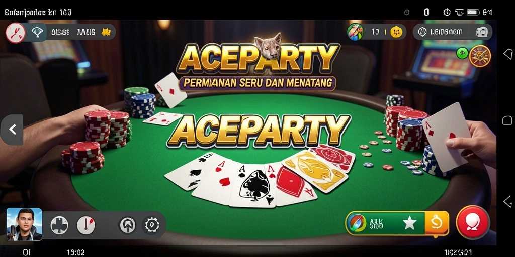 Screenshot gameplay ACEPARTY menampilkan aksi poker seru dan kompetitif.