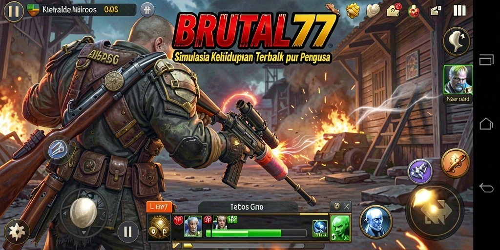 Tampilan gameplay menarik dari BRUTAL77 yang menunjukkan simulasi kehidupan.