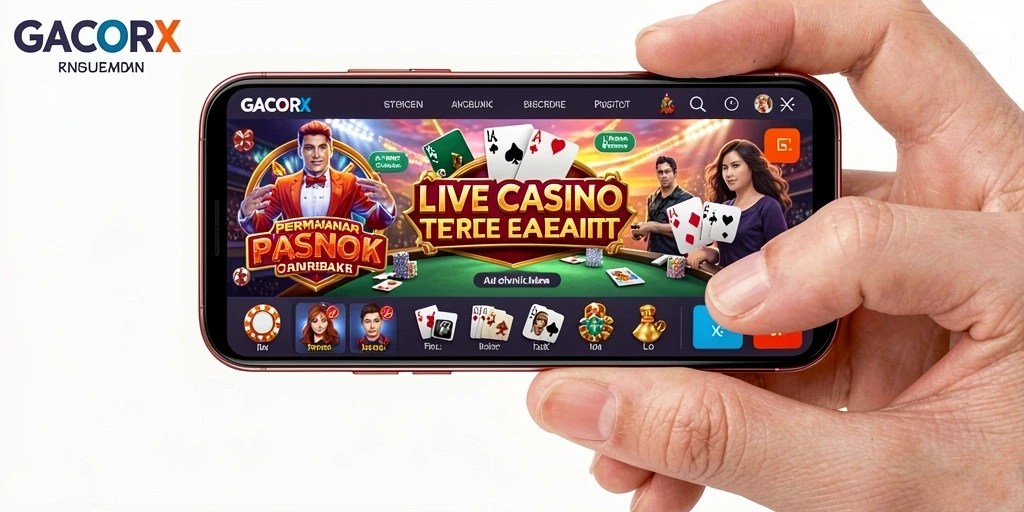 Screenshot gameplay GACORX menunjukkan suasana kasino yang nyata dan dealer interaktif.
