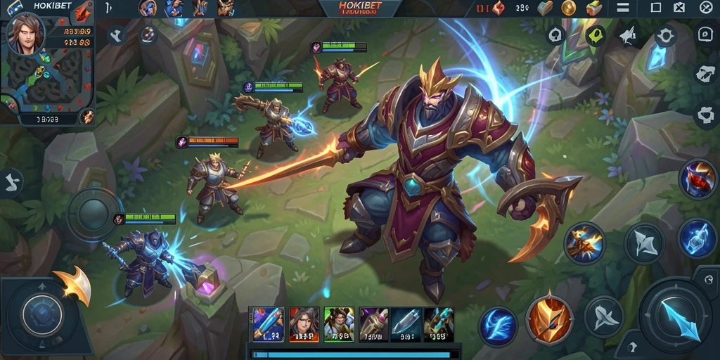 Screenshot gameplay HOKIBET yang menunjukkan aksi pertempuran seru.