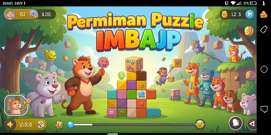 Tampilan gameplay IMBAJP yang menarik dengan berbagai teka-teki menantang.