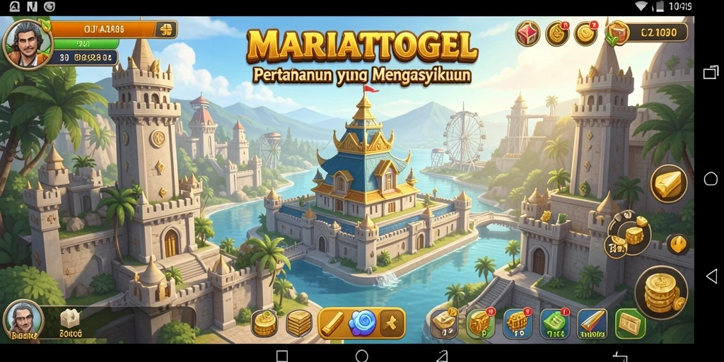 Screenshot gameplay MARIATOGEL menampilkan menara yang tangguh dalam aksi.