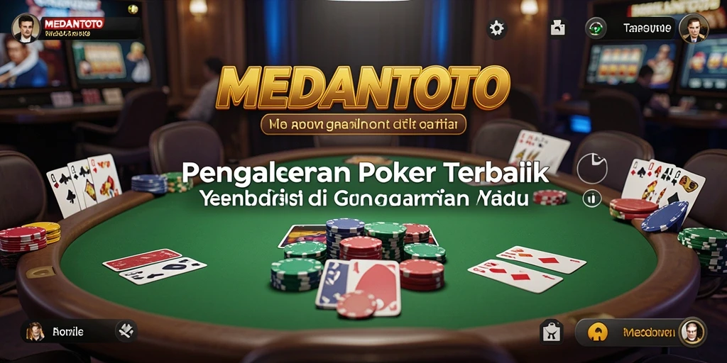 Screenshot menunjukkan gameplay menarik dari MEDANTOTO dengan pemain bertanding di meja Poker.