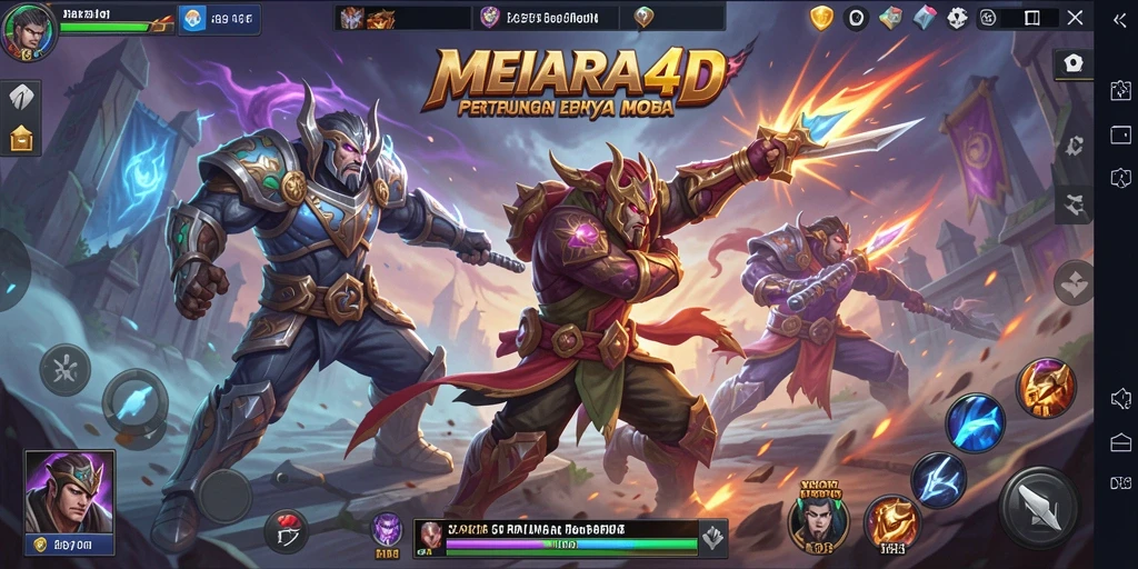 Screenshot gameplay MENARA4D dengan aksi pertarungan MOBA yang seru.