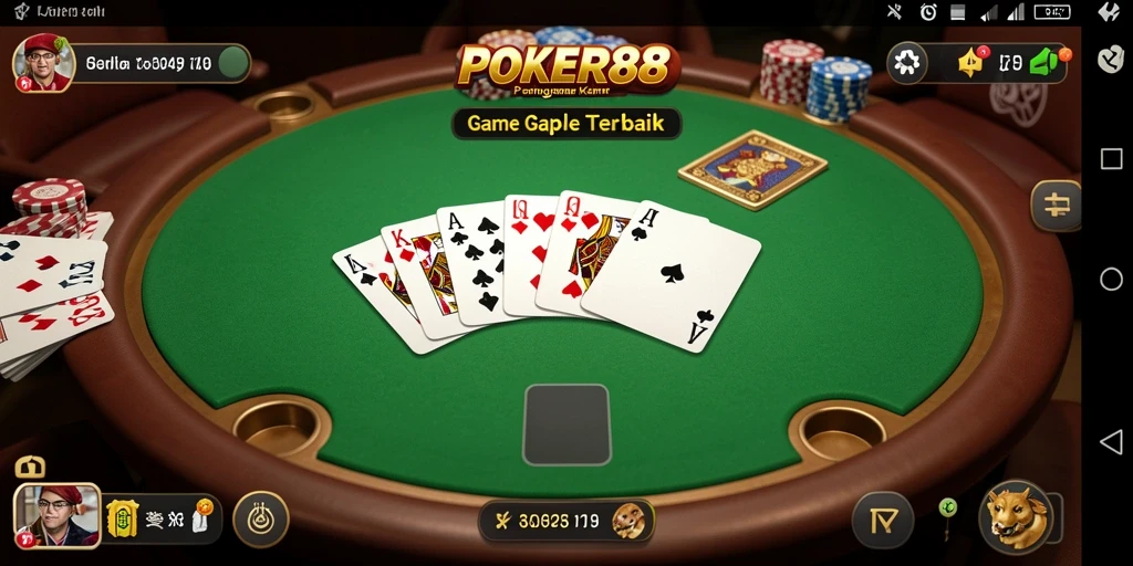 Screenshot gameplay POKER88 menunjukkan suasana seru bermain Gaple.