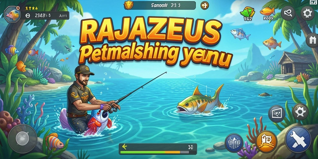 Screenshot gameplay <strong>RAJAZEUS</strong> menampilkan pengalaman memancing yang mendebarkan.