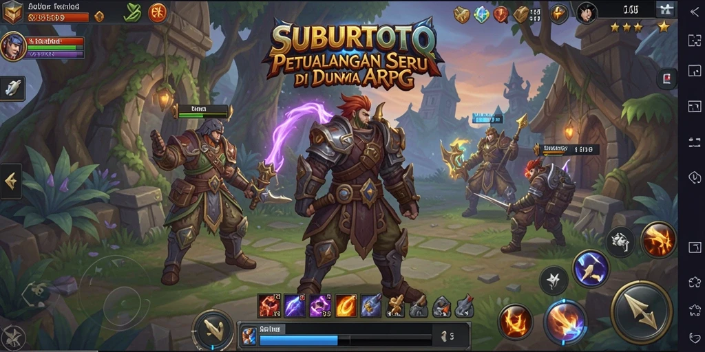 Screenshot SUBURTOTO menampilkan pertempuran epik dengan visual menakjubkan.