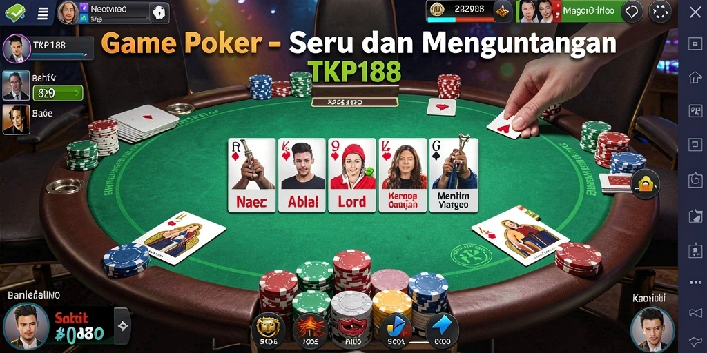 Tampilan gameplay Poker yang menegangkan dan menarik di TKP188.