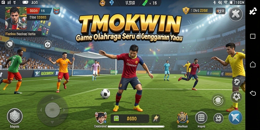 Tangkapan layar TMOKWIN menunjukkan permainan olahraga yang dinamis dan seru.