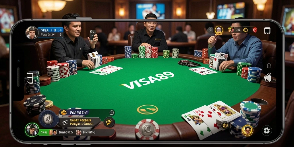 Tampilan gameplay poker yang mendebarkan dari aplikasi VISA89.