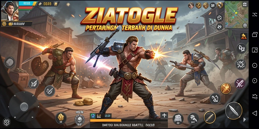 Screenshot gameplay ZIATOGEL yang menampilkan aksi seru dalam pertempuran.